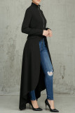 Black Casual Solid Patchwork Asymmetrical Zipper Irregular Dress Dresses