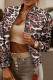 Leopard Print Fashion Casual Print Cardigan Zipper Collar Outerwear