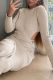Apricot Sexy Solid Hollowed Out O Neck Pencil Skirt Dresses