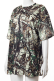 Multicolor Casual Print Patchwork O Neck T-Shirts