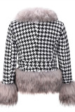 Grey Fashion Casual Patchwork Cardigan V Neck Outerwear