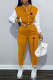 Orange Fashion Casual Print Patchwork Letter O Neck Long Sleeve Two Pieces