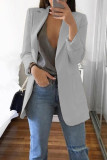 Baby Blue Casual Long Sleeves Suit Jacket