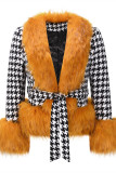 Grey Fashion Casual Patchwork Cardigan V Neck Outerwear