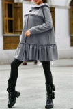 Red Fashion Casual Solid Patchwork Hooded Collar Outerwear