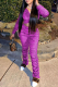 Rose Red Casual Solid Patchwork V Neck Long Sleeve Two Pieces