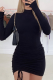 Black Sexy Solid Patchwork Half A Turtleneck Pencil Skirt Dresses