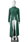 Army Green Casual Solid Patchwork Asymmetrical Zipper Irregular Dress Dresses