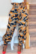 Orange Fashion Casual Camouflage Print Pants Regular Trousers