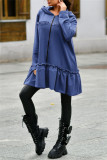 Red Fashion Casual Solid Patchwork Hooded Collar Outerwear