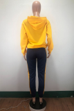 Red Casual Striped Solid Patchwork Hooded Collar Long Sleeve Two Pieces