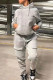 Grey Casual Solid Split Joint Pocket Hooded Collar Long Sleeve Two Pieces