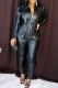 Black Fashion Casual Solid Patchwork Turndown Collar Regular Jumpsuits