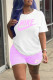 Purple Fashion Casual Print Patchwork O Neck Short Sleeve Two Pieces