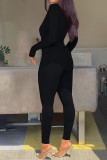 Yellow Casual Solid Patchwork Zipper Hooded Collar Regular Jumpsuits