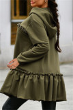 Red Fashion Casual Solid Patchwork Hooded Collar Outerwear