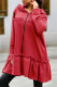 Red Fashion Casual Solid Patchwork Hooded Collar Outerwear