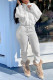 White Casual Solid Split Joint Zipper Zipper Collar Long Sleeve Two Pieces