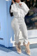 White Casual Solid Patchwork Zipper Zipper Collar Long Sleeve Two Pieces