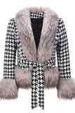 Grey Fashion Casual Patchwork Cardigan V Neck Outerwear