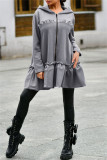 Red Fashion Casual Solid Patchwork Hooded Collar Outerwear