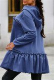 Red Fashion Casual Solid Patchwork Hooded Collar Outerwear