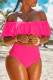 Rose Red Sexy Hollowed-out Blends Bikinis