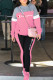 Pink Fashion Sportswear Print Patchwork Letter Hooded Collar Long Sleeve Two Pieces