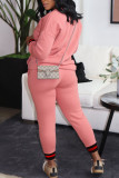 Pink Casual Print Patchwork O Neck Long Sleeve Two Pieces