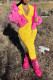 Yellow Casual Solid Patchwork Zipper Regular Jumpsuits