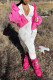 White Casual Solid Patchwork Zipper Regular Jumpsuits