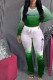 Green Fashion Street Print Patchwork O Neck Long Sleeve Two Pieces