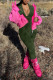 Army Green Casual Solid Patchwork Zipper Regular Jumpsuits