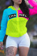Yellow Fashion Simplicity Letter Patchwork Hooded Collar Tops