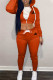 Red Fashion Street Print Patchwork Hooded Collar Long Sleeve Two Pieces
