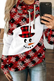 White Casual Print Patchwork Hooded Collar Tops