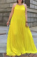 Yellow Sexy Casual Solid Backless Spaghetti Strap Long Dress