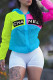Multicolor Fashion Simplicity Letter Patchwork Hooded Collar Tops