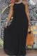 Black Sexy Casual Solid Backless Spaghetti Strap Long Dress