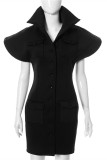 Pink Sexy Casual Solid Patchwork Turndown Collar Short Sleeve Dress