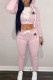 Pink Fashion Street Print Patchwork Hooded Collar Long Sleeve Two Pieces