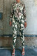 Green Sexy Print Patchwork O Neck Regular Jumpsuits
