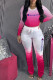 Pink Fashion Street Print Patchwork O Neck Long Sleeve Two Pieces