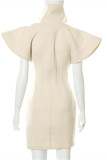 Pink Sexy Casual Solid Patchwork Turndown Collar Short Sleeve Dress