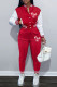 Red Fashion Casual Letter Print Patchwork Long Sleeve Two Pieces