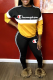 Yellow Casual Print Patchwork O Neck Long Sleeve Two Pieces