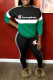 Green Casual Print Patchwork O Neck Long Sleeve Two Pieces