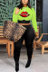 Green Fashion Sexy adult Ma'am Print Two Piece Suits pencil Long Sleeve Two Pieces