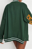 Green Fashion Casual Letter Print Cardigan Outerwear