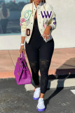 White Fashion Casual Print Cardigan Outerwear